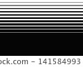 Horizontal black parallel straight lines of different thickness isolated on white background. Simple striped geometric print. Abstract texture with faded effect. Vector minimalistic illustration 141584993