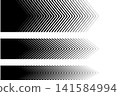 Set of banners with repeated chevron shaped arrows with different thickness and faded effect. Forward, fast, speed or motion background. Abstract striped geometric print. Vector graphic illustration 141584994