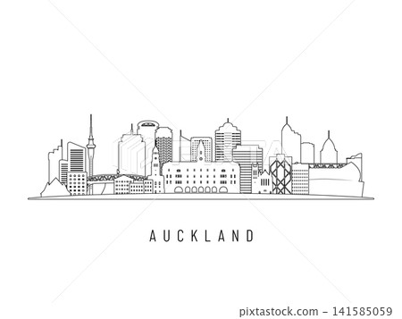 Detailed Auckland skyline vector illustration. Detailed Auckland skyline vector illustration. 141585059