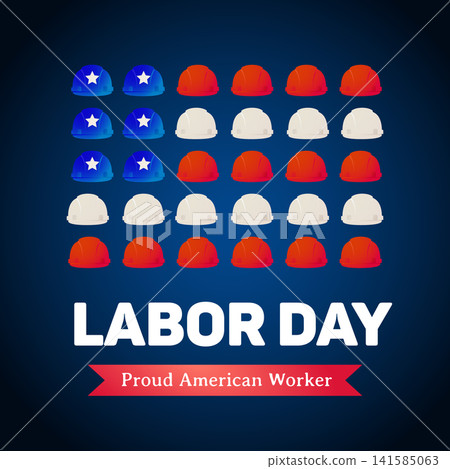 Celebration of Labor Day showcases vibrant hard hats arranged in flag pattern Celebration of Labor Day showcases vibrant hard hats arranged in flag pattern 141585063