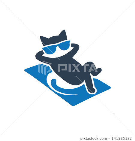 Cool cat wearing sunglasses flat icon, International Cat Day concept 141585182