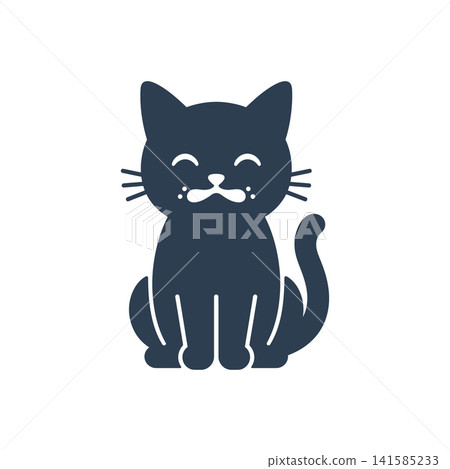Chubby smiling cat flat icon, International Cat Day concept Chubby smiling cat flat icon, International Cat Day concept 141585233