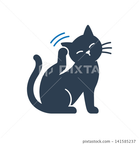 Cat scratching ear flat icon, International Cat Day concept Cat scratching ear flat icon, International Cat Day concept 141585237