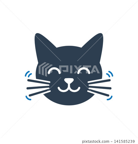Happy cat face flat icon, International Cat Day concept Happy cat face flat icon, International Cat Day concept 141585239