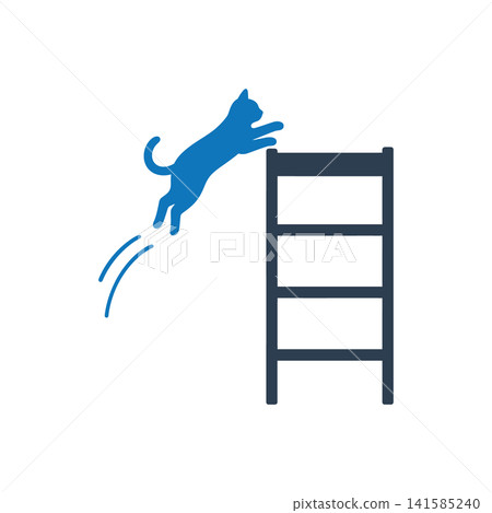 Cat jumping up ladder flat icon, International Cat Day concept 141585240