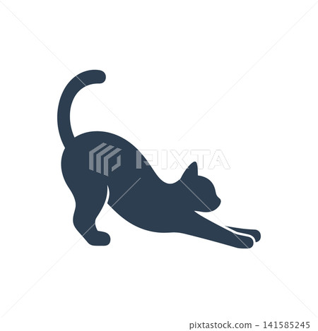 Paw print with heart cutout flat icon, International Cat Day concept 141585245