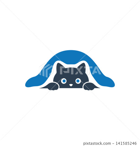 Cat wearing bell collar flat icon, International Cat Day concept Cat wearing bell collar flat icon, International Cat Day concept 141585246