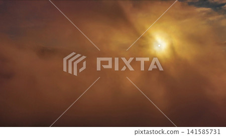 Aerial view of orange fluffy cloud in sky Aerial view of orange fluffy cloud in sky 141585731