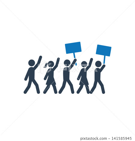 Group of students marching while holding hands icon Group of students marching while holding hands icon 141585945