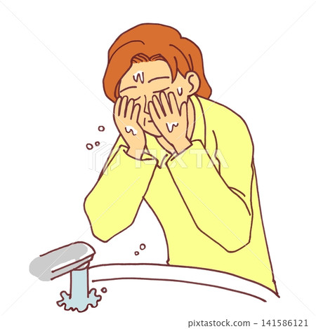 Senior woman washing her face Senior woman washing her face 141586121