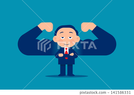 A confident businessman in a suit stands tall, his shadow revealing a muscular physique, symbolizing inner strength and ambition in a competitive corporate world. A confident businessman in a suit stands tall, his shadow revealing a muscular physique, symbolizing inner strength and ambition in a competitive corporate world. 141586331