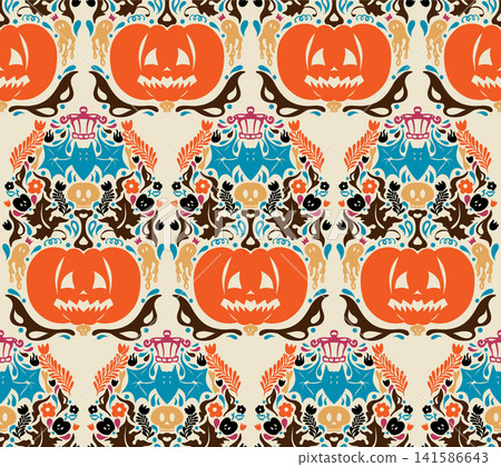 seamless pattern with halloween pumpkins seamless pattern with halloween pumpkins 141586643