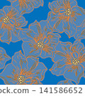 vintage style blue background with flowers 141586652