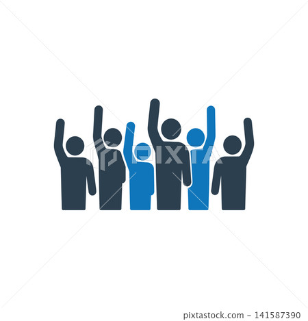 Group raising hands icon Group raising hands icon 141587390