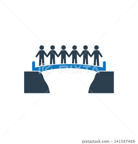 Human bridge teamwork icon 141587489