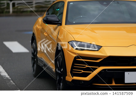 Yellow Italian-made SUV sports car Yellow Italian-made SUV sports car 141587509