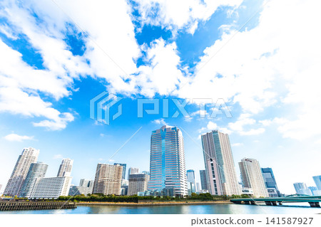 A landscape lined with office buildings and high-rise apartments. A landscape lined with office buildings and high-rise apartments. 141587927