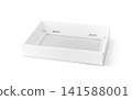 Blank open white cardboard tray box mockup isolated on white background 141588001