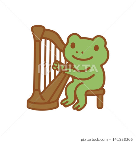 cute frog playing harp cute frog playing harp 141588366