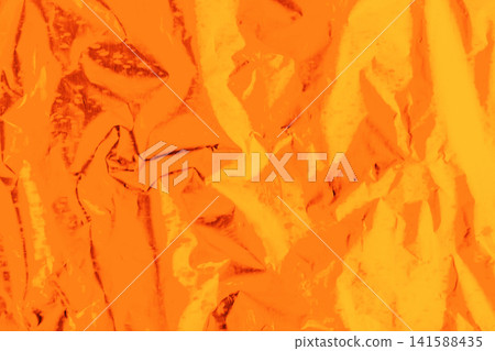Foil crumpled texture wrinkled material abstract pattern surface background structure backdrop vibrant bright orange Foil crumpled texture wrinkled material abstract pattern surface background structure backdrop vibrant bright orange 141588435