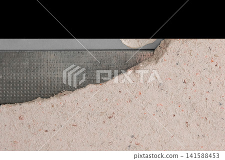 Repair old wall drywall renovation broken interior damaged structure construction isolated black Repair old wall drywall renovation broken interior damaged structure construction isolated black 141588453