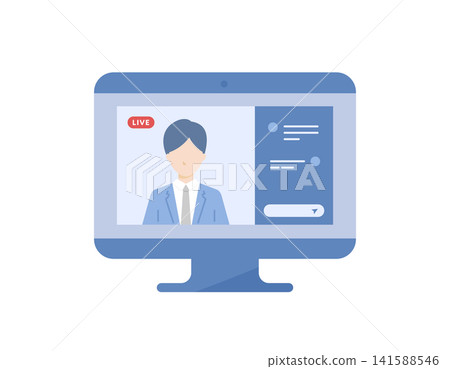 Vector illustration of a man in a suit for online interviews and remote meetings (flat design) Vector illustration of a man in a suit for online interviews and remote meetings (flat design) 141588546