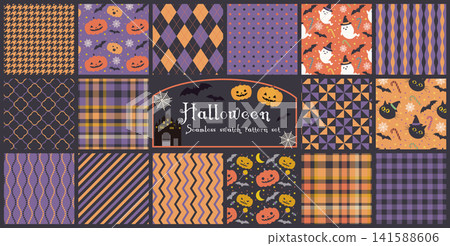 Halloween Seamless Swatch Pattern Set (16 types) Halloween Seamless Swatch Pattern Set (16 types) 141588606