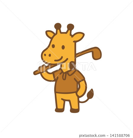 cute giraffe as a golf player cute giraffe as a golf player 141588706