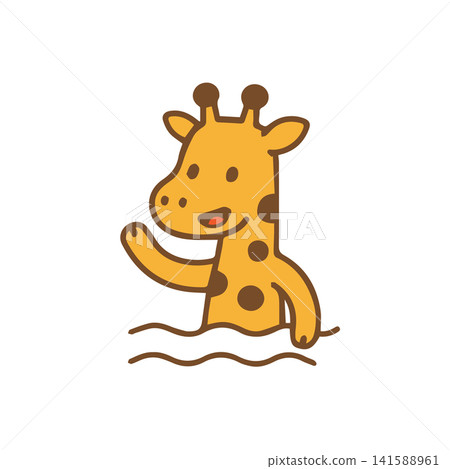 cute giraffe swimming 141588961