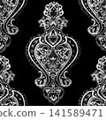 Seamless Vintage Lace Pattern with Ornamental Damask Motif, Decorative Vector Overlay, Victorian Baroque Textile Background, Elegant Floral Filigree Repeat Design 141589471