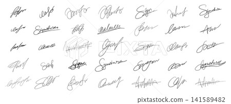 Abstract Signature Doodle Fake Autograph Set, Isolated Vector Handwritten Calligraphy Name Sign Kit, Simple Line Scribbles Clipart Abstract Signature Doodle Fake Autograph Set, Isolated Vector Handwritten Calligraphy Name Sign Kit, Simple Line Scribbles Clipart 141589482