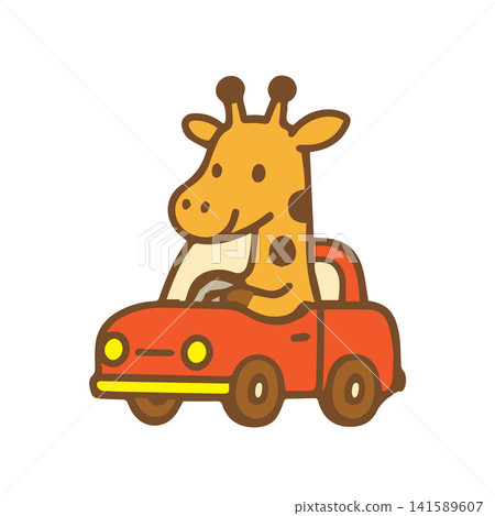 cute giraffe riding in a car cute giraffe riding in a car 141589607