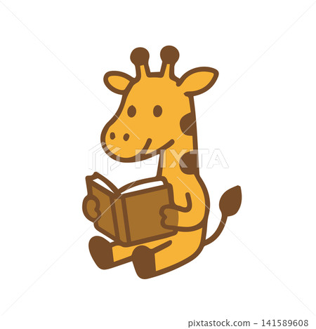 cute giraffe reading a book cute giraffe reading a book 141589608