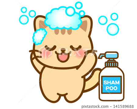 Illustration of a cat getting shampooed in the bath (3) Illustration of a cat getting shampooed in the bath (3) 141589688