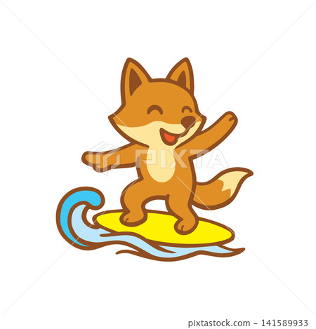 cute fox surfing 141589933
