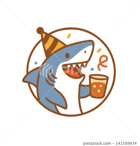 cute shark celebrating birthday cute shark celebrating birthday 141589934