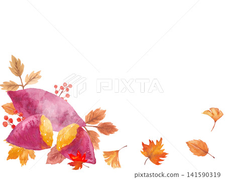 水彩紅薯框架 水彩紅薯框架 141590319