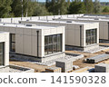 Modern modular housing units under construction in a row 141590328