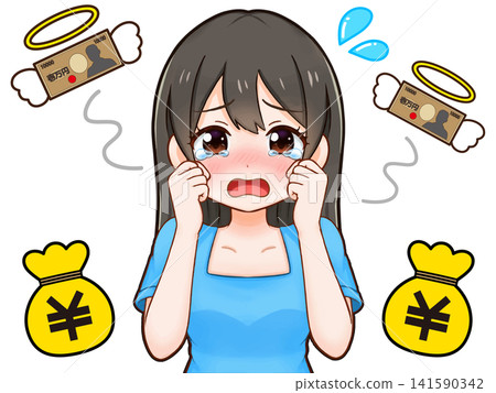 一位女性努力償還債務和貸款的插圖(3) 一位女性努力償還債務和貸款的插圖(3) 141590342