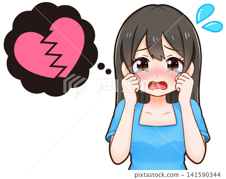 Illustration of a woman with teary eyes after a breakup Illustration of a woman with teary eyes after a breakup 141590344