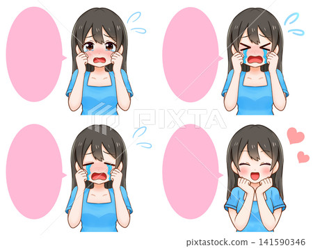 一組兩幅插圖,描繪的是一位沮喪哭泣的女性。 一組兩幅插圖,描繪的是一位沮喪哭泣的女性。 141590346
