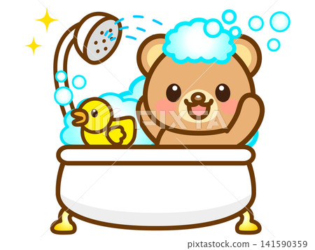 Illustration of a bear taking a bath (5 illustrations) Illustration of a bear taking a bath (5 illustrations) 141590359