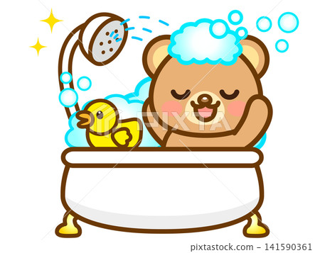 Illustration of a bear taking a bath (3) Illustration of a bear taking a bath (3) 141590361