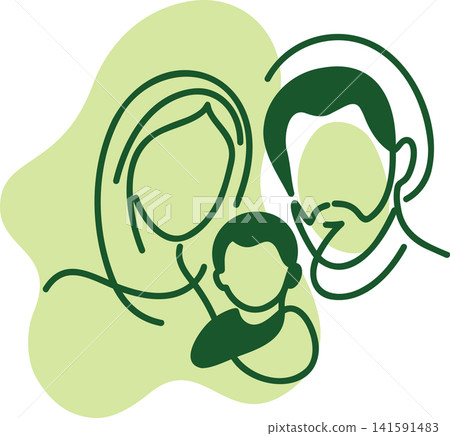 Holy Family, Mary, Joseph and the baby Jesus, vector illustration  141591483