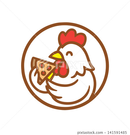 cute chicken eating pizza cute chicken eating pizza 141591485