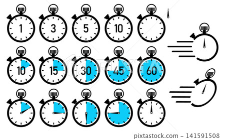 Stopwatch and timer icon set: Time and countdown Stopwatch and timer icon set: Time and countdown 141591508