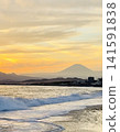 Mount Fuji and the sunset over the Shonan coast 141591838