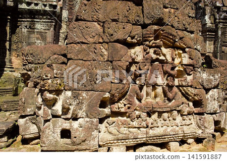 Stone reliefs remaining at the Ta Som ruins in Cambodia Stone reliefs remaining at the Ta Som ruins in Cambodia 141591887