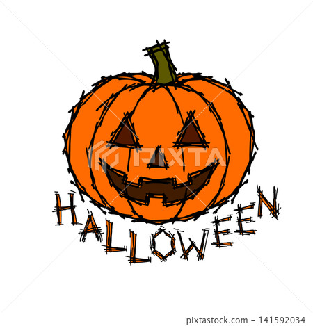 Halloween pumpkin . Hand drawn vector illustration. Halloween pumpkin . Hand drawn vector illustration. 141592034