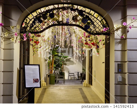 Krakow, Poland - August 6, 2023: Flower Decorated Entrance Passage 141592413